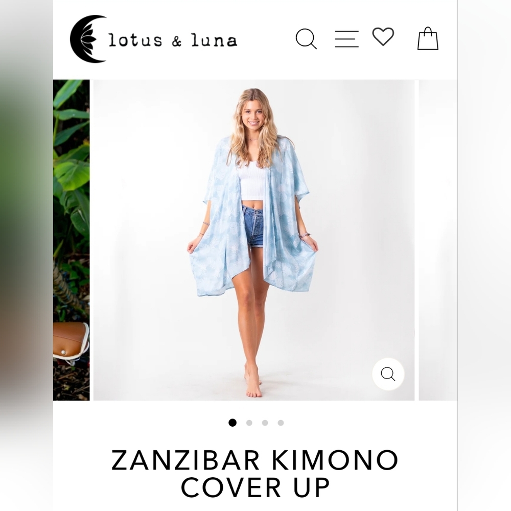 Lotus and Luna Zanzibar kimono cover up - light blue and white - one size